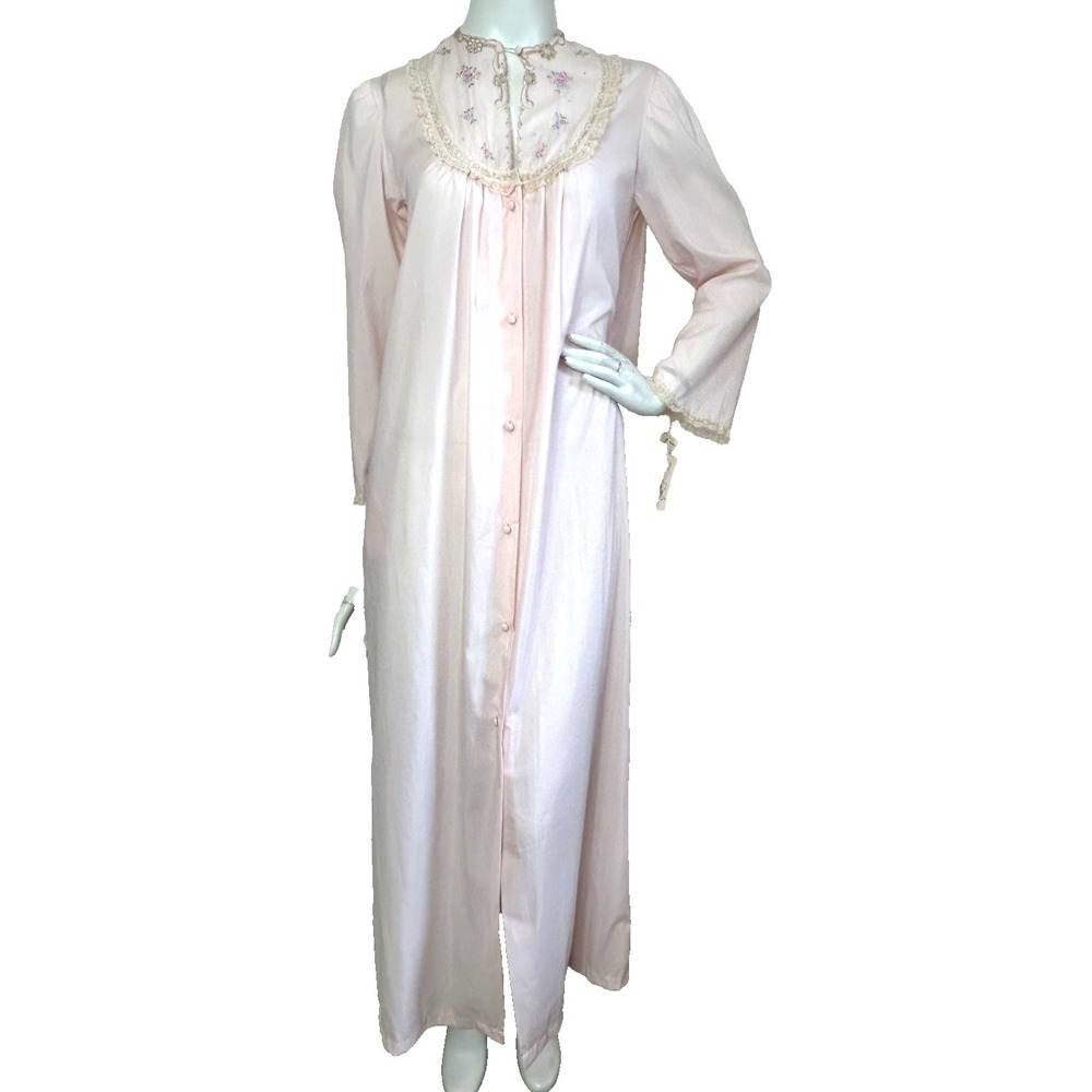 60s Barbizon Nightgown Robe Small Cottagecore Lace Pink Blendaire Batiste NWT